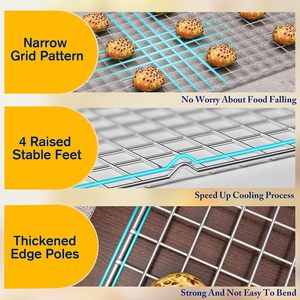 Qukaka Baking Cooling <b>Rack</b> 10 X 15 Inch Stainless Steel <b>Oven</b> Safe For Even Cooling 2 Pack - Product Image 3