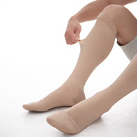 Chaussettes de compression unisexe beige de haute qualité, vente chaude, 15-20 mmHg, anti-embolie, pour varices