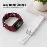 Correa de Repuesto Deportiva de Silicona Suave Perforada Compatible con Fitbit Charge 5, para Correr, Gimnasio, Entrenamiento al Aire Libre, Comodidad Durante Todo el Día