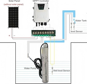 <span class=keywords><strong>Pompe</strong></span> submersible <span class=keywords><strong>solaire</strong></span> multi-étages en acier inoxydable 500W DC 48V <span class=keywords><strong>pour</strong></span> puits profond avec contrôleur MPPT et capteur de niveau à flotteur - Product Image 5