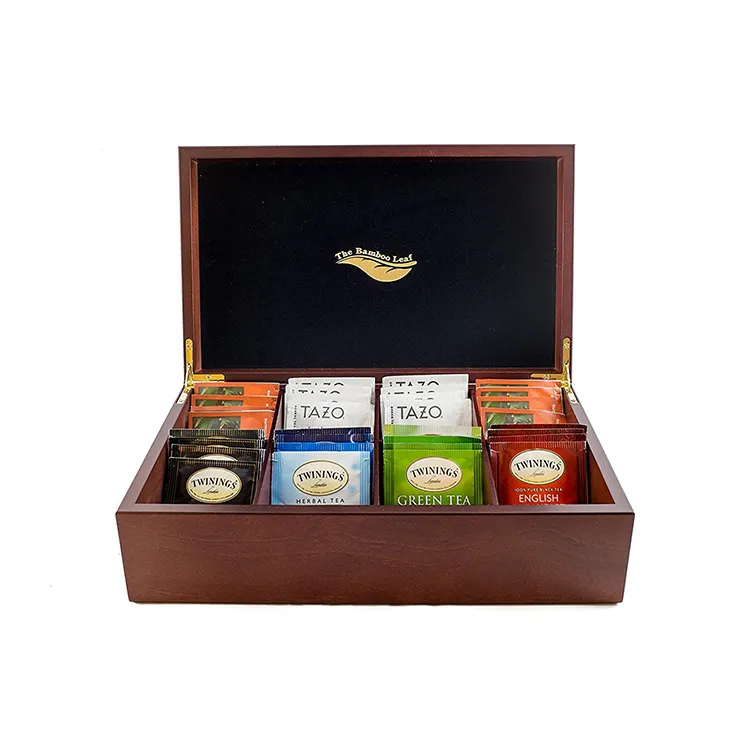 Atacado delicado estilo vintage de qualidade moderno caixa de chá de madeira pequena