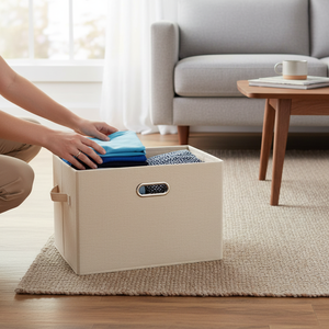 Foldable Stackable Storage <strong>Boxes</strong> with Lid, 3-Pack Linen <strong>Wardrobe</strong> <strong>Boxes</strong>, Storage Cube <strong>Boxes</strong> Office Container Organizer - Product Image 4