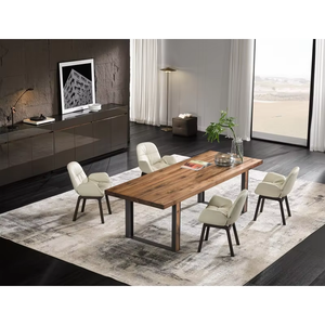 Modern Tarz Masif Ahşap Ceviz Ağacı Kenarlı Yemek Masası, Oteller ve Restoranlar İçin Uygun Mobilya - Product Image 1