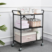 Étagère de rangement pliable à 3 niveaux, en métal, à quatre roues, unités de rangement, bibliothèque robuste, cuisine pliable pour la maison, collection