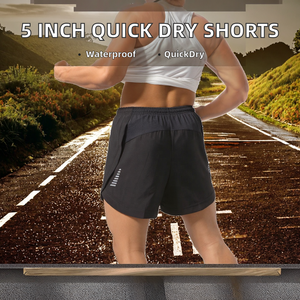 Shorts de tennis pour hommes, 5 pouces, séchage rapide, imperméables, respirants, taille XL, polyester, élasthanne, fermeture à cordon, fitness, course à pied, vente en gros - Product Image 2