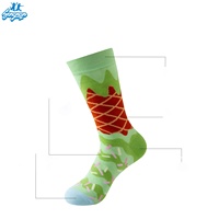 Nouvelles chaussettes en coton pour le printemps et l'automne, imprimées numériquement, respirantes, avec logo, motif crème glacée, chaussettes tendance et adorables