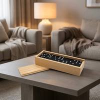 Jeu de dominos miniatures en bois noir éducatif personnalisé, étui en bois portable, jeu de table, jouet pour les fêtes de famille, voyage, cadeau, vente en gros