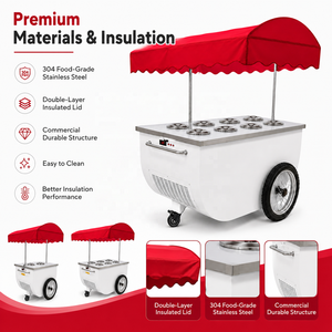 Vetrina Professionale Curva per Gelato con Vetro Temperato, 4/6/8 Vaschette, per Supermercati, Caffetterie, Panifici e Negozi di Alimentari - Product Image 4