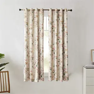 Poliéster Woven Nice New Floral Sala Grommet Impresso Cortina Blackout Hot Design Quarto Escurecimento Cortina de janela para venda