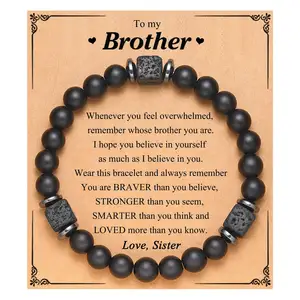 Father's Day Best Gift To Dad Husband Son Boyfriend Men Grandpa Natural Stone Card Bracelet Bead Bracelet