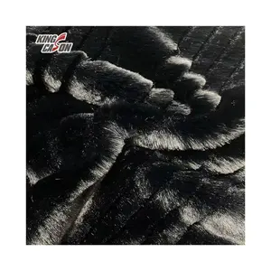 KINGCASON scala Texture nero e grigio 100 acrilico signore lusso personalizzato Fuzzy Pet tiro poliestere tessuto in pelliccia sintetica per coperta