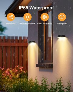 ไฟติดผนังพลังงานแสงอาทิตย์ IP65 กันน้ำ ไฟ LED สำหรับสวนภายนอก แสงสีขาวอบอุ่น 2700K ใช้พลังงานแสงอาทิตย์ พร้อมเซ็นเซอร์ตรวจจับแสงและแบตเตอรี่ในตัว - Product Image 1