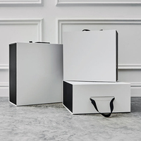 Caja de Regalo Magnética Rígida de Lujo Moderna al por Mayor con Asa de Cinta, Caja Grande de Cartón con Laminado Azul Mate para Regalos de Boda y Festivos