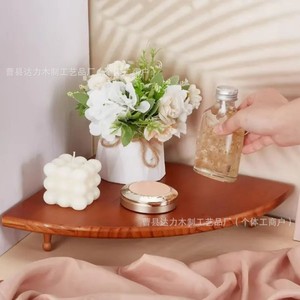 Estante de Esquina de Madera en Forma de Abanico, Organizador de Almacenamiento para Baño, Duradero, Triangular, de Una Sola Capa, Fácil de Montar - Product Image 1