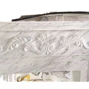 <span class=keywords><strong>Cheminée</strong></span> chauffante en marbre blanc brillant <span class=keywords><strong>de</strong></span> style jazz avec détails en <span class=keywords><strong>pierre</strong></span> sculptée à la main pour une maison classique luxueuse - Product Image 5