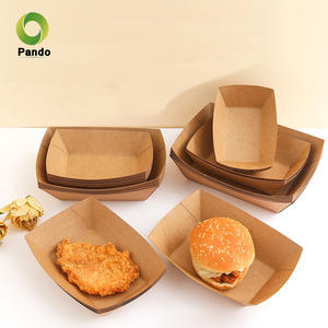 Bandeja de Papel Impresa Personalizada Resistente a la Grasa para Servir Aperitivos de <span class=keywords><strong>Jelo</strong></span> Melo de Color Naranja en Festivales, Fiestas, Restaurantes y Comida para Llevar - Product Image 4