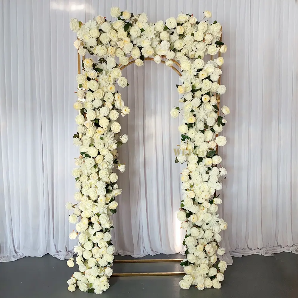 Décoration de mariage rangée de fleurs blanches arrangement de mariage mur de fleurs scène fond de bienvenue