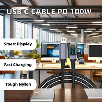 Kabel Data USB C Nylon PD 100W 6A 1M Pengisian Cepat untuk Ponsel Laptop Kabel Pengisian Cepat Tipe-C Kepang untuk Kamera