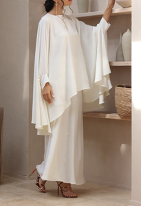 Último diseño Dubai Conjunto de dos piezas Modesto Abaya Kaftan Vestido informal Mujeres musulmanas Manga larga Jazz Crepe Open Abaya Set - Product Image 2
