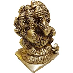 PARIJAT HANDICRAFT 5-Face Lord Ganesha Idol Panchmukhi Brass God of Success Destroyer of Evil Art Deco Design para uso de oficina - Product Image 5