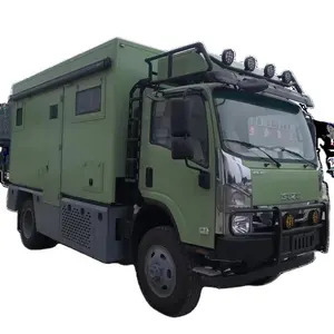 日本のテクノロジー四輪駆動オフロードISUZU190HPモーターホームRVキャラバン旅行キャンプ用中古トラック販売中
