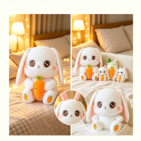 Peluche Lapin Carotte Conception OEM, Jouet Confortable Rembourré en Coton PP Lavé pour Décoration d'Intérieur, Emballage Sous Vide, Cadeaux d'Anniversaire