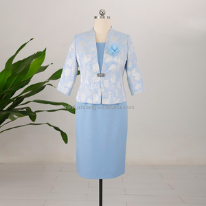 Robes de bureau classiques formelles grandes tailles bleues pour femmes, costume d'église pour femmes d'affaires, couleur marine estivale 100% polyester - Product Image 5
