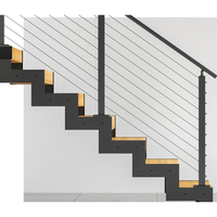 Escalier moderne à double poutre, poutres en Z jumelées, marches ouvertes en hickory, escalier résidentiel pour villa