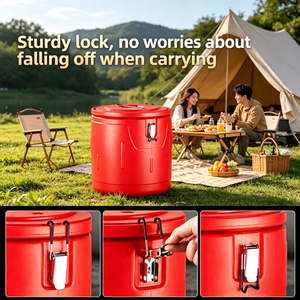 15-25-35-50L Metal RoundCooler <b>Box</b> Set Strong <b>Cooler</b> with <b>Ice</b> Keeping Feature for Camping Food Warmer Insulated Container - Product Image 4