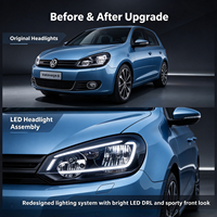 Phare avant à LED Demon Eye avec boîtier noir pour VW Golf MK6 2010-2014, avec feux de jour (DRL) et clignotants séquentiels, pour une mise à niveau de l'éclairage avant