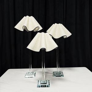 Derniers grands abat-jour en verre blanc bougeoir chandelier en cristal centre de table de mariage - Product Image 3