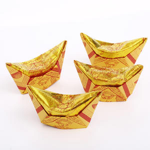 Festival Qingming : Lingots d'or porte-bonheur à cinq voies, modèle 1011, avec impression de lotus, pour brûler l'argent des défunts - 60 paquets en gros - Product Image 4