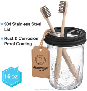 4-delige eco-vriendelijke glazen badkameraccessoiresset, zeepdispenser, toiletartikelen opbergpotten, optie voor aangepast logo voor thuisgebruik - Product Image 3