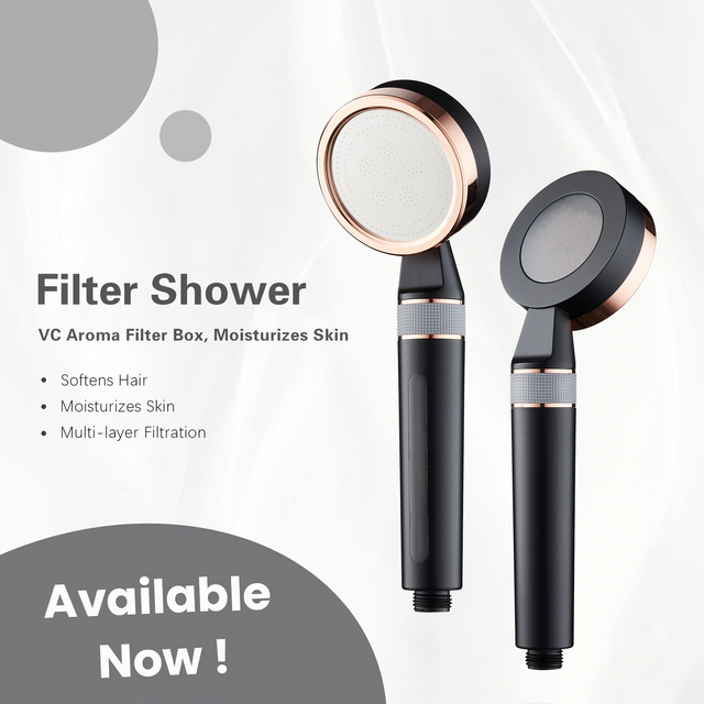Handheld Shower Filter Carbon Fiber & Vitamin C, Transparent Window Visible Cartridge, Removes Chlorine for Hard Water Skin Care