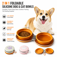 Bols pliables 2 en 1 en silicone pour chien et chat, pliables, 600 ml, plats ronds pour nourriture et eau, portables, pour voyages, entraînement en plein air