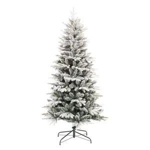 6 Foot Snow Flocking Artificial Holiday Tree For Home Office And Party Decorations With 1 000 Branch Tips
