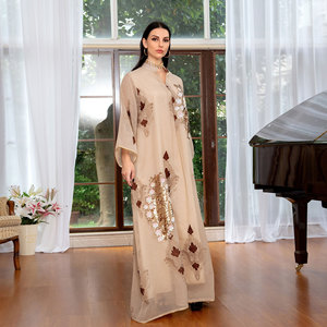 Offre Spéciale Émirats <span class=keywords><strong>Arabes</strong></span> <span class=keywords><strong>Unis</strong></span> Jalabiya Sequin Floral Party Musulman Robe de Soirée Perlée Abaya Jalabiya pour les Femmes - Product Image 3