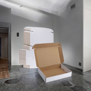 Cajas de Cartón para Envíos de 20*18*<span class=keywords><strong>8</strong></span> cm, Blancas por Fuera, Reciclables, Plegables, con Recubrimiento UV y Barnizado - Product Image 3