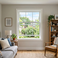 Fenêtres en vinyle à simple battant LEDOW P80 économiques pour projets de remplacement d'appartements multifamiliaux et commandes importantes