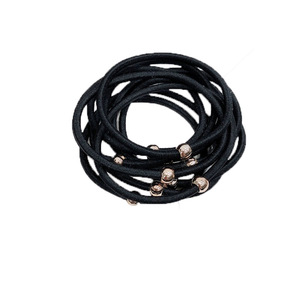 Élastique à cheveux noir avec perles dorées, haute élasticité, pour queue de cheval, usage quotidien, en tissu, accessoires Yiwu - Product Image 5