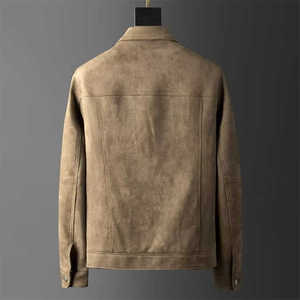 เสื้อแจ็กเก็ตหนังของผู้ชายเสื้อแจ็คเก็ตผ้าไหมแบบวินเทจมีฮู้ดแนวสปอร์ตสไตล์แฟชั่น - Product Image 2