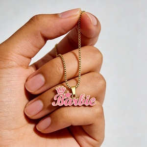 Collana con Ciondolo Personalizzato Duoying in Acciaio Inossidabile Placcato Oro 18K PVD con <span class=keywords><strong>Nome</strong></span>, Corona e Stella Smaltata Colorata per Ragazze - Product Image 4