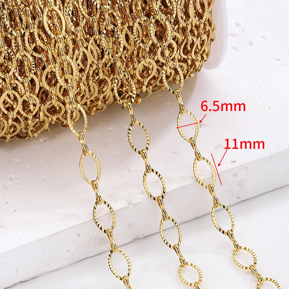 6.5mm Width Stainless Steel Round Embossing Chains Jewelry Making DIY Necklace Bracelet Handmade Findings