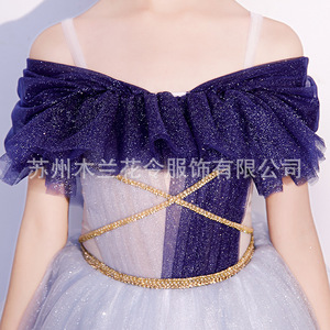 Robe de princesse haut de gamme pour enfants ML068, dégradé, vêtements pour filles, froncée, appliquée, en polyester, tenue de performance pour piano - Product Image 4