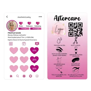 Aangepaste Instagram Zakelijke Foto 'S Kaarten Lash Extensie Klantenkaarten En Minimalistische Moderne Lash Nazorg Kaarten Met Qr Code Logo