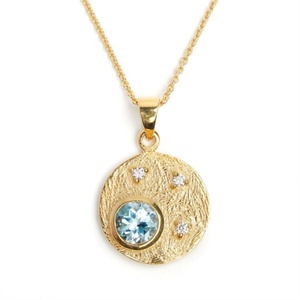 Collar de Cobre con Circonita Arcoíris Personalizado, Collar con Colgante Redondo de Circonita - Product Image 2