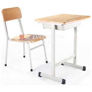 Hot Sale New Model School Furniture Classroom Fixed Single Desk and Chair for Student
