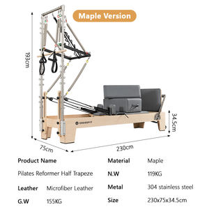 Usine personnalisée Yoga Club Fitness <span class=keywords><strong>maison</strong></span> bois Pilates réformateur avec demi trapèze tour réformateur Pilates Machine Pilates réformateur - Product Image 2