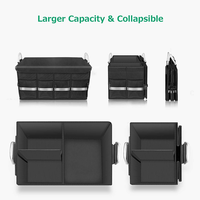 Grande boîte de rangement pour coffre de voiture imperméable avec couvercle rigide, poignée en alliage d'aluminium et bande réfléchissante, pliable, pour SUV