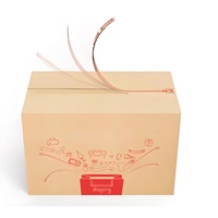 Boîte d'expédition en carton ondulé personnalisée, rouge, entièrement imprimée en couleur, avec fermeture éclair et bande de déchirement
